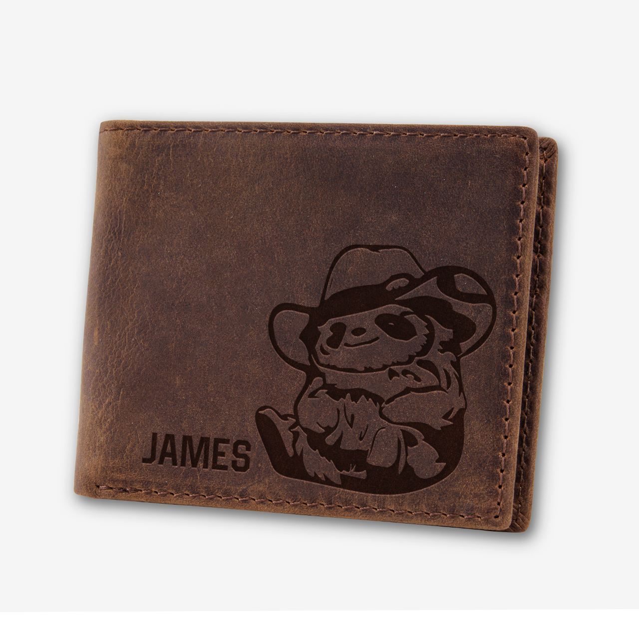 Personalized Vintage Leather Wallet_Otter