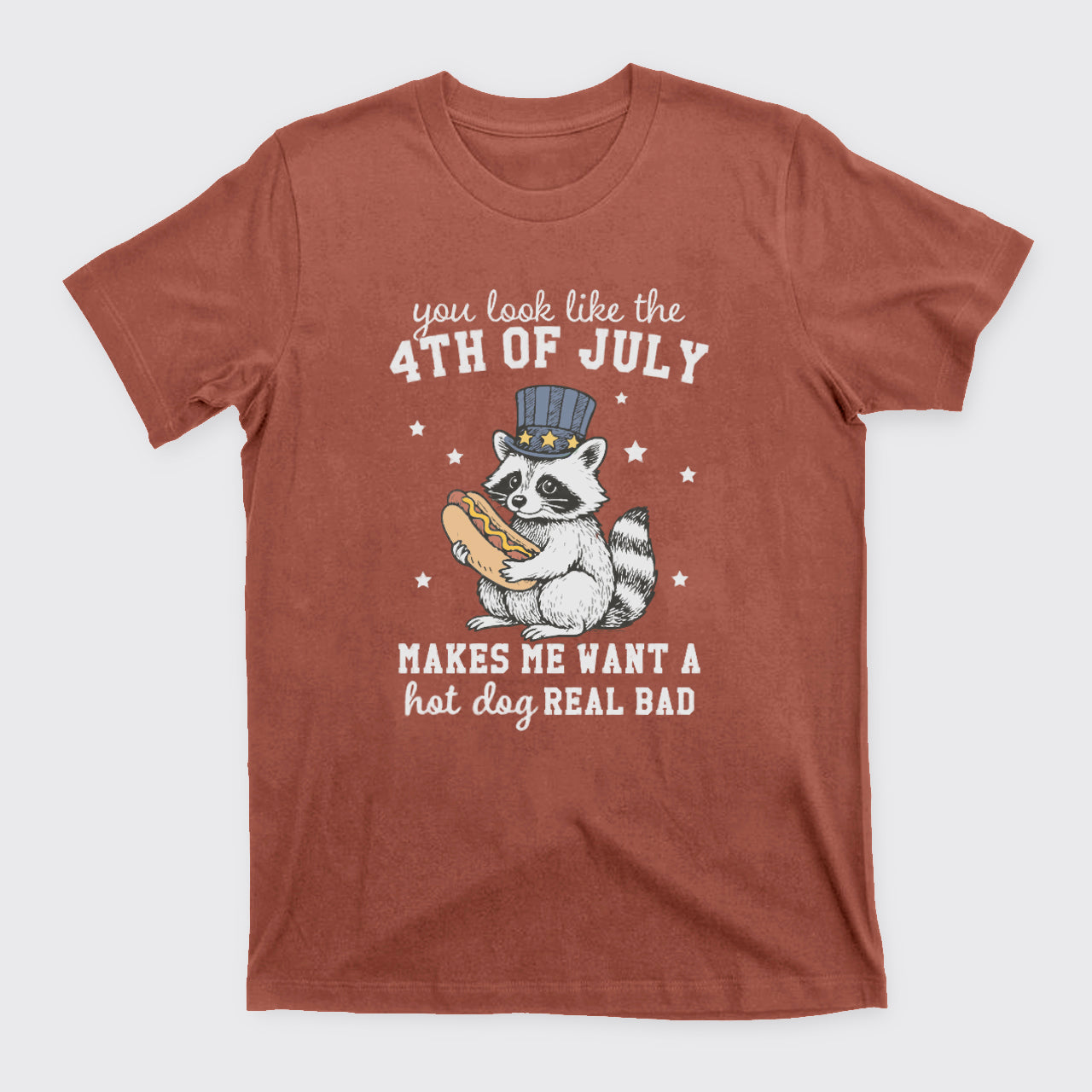 Funny Raccoon-Retro America Hot Dog T-Shirts