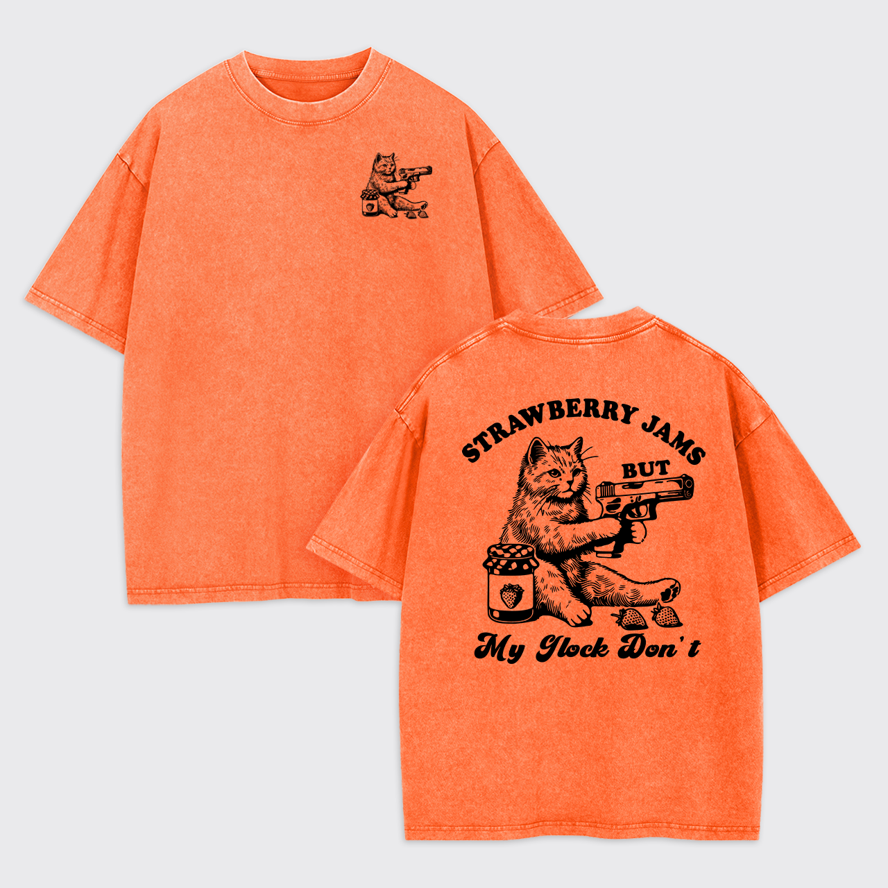 Funny Cat-Strawberry Jams But My Glock Don't Garment-dye Tees