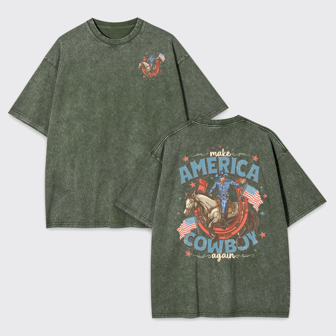 July 4th-Make America Cowboy Again Garment-dye Tees