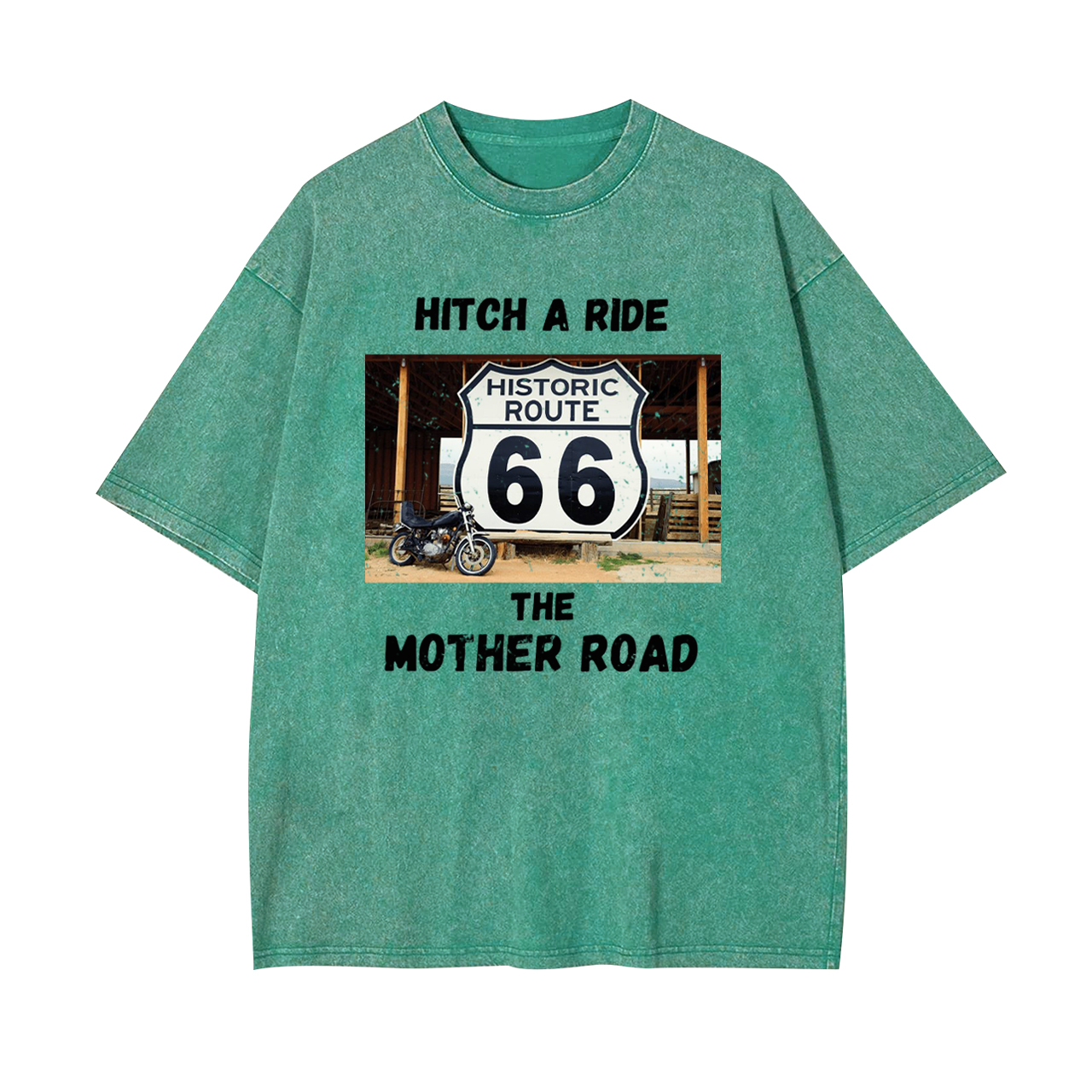 Hitchhiking Along the Mother Road's Historic Route 66 Garment-dye Tees