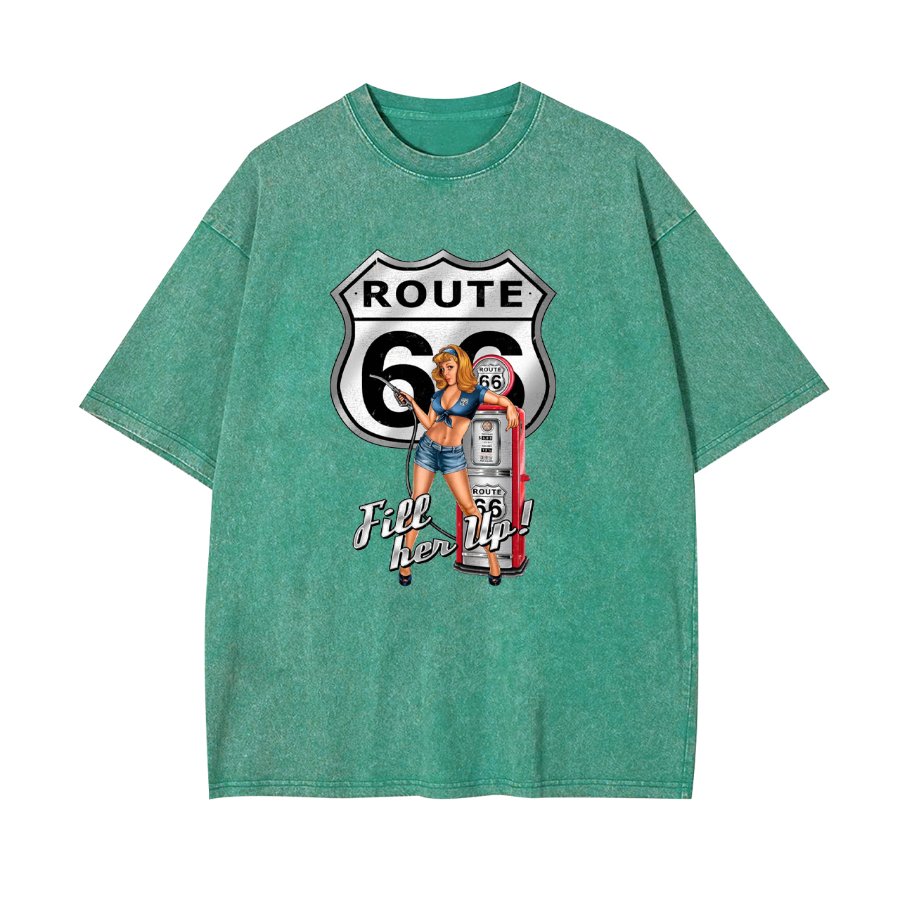Route 66 Fill Her up Pinup Girl Garment-dye Tees