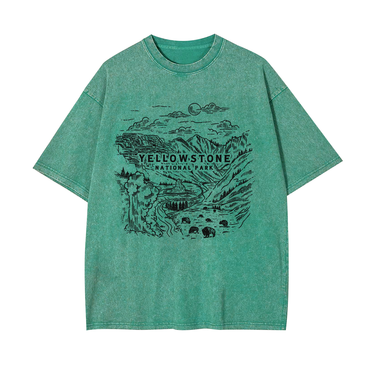 Aerial photography of Yellowstone National Park Garment-dye Tees