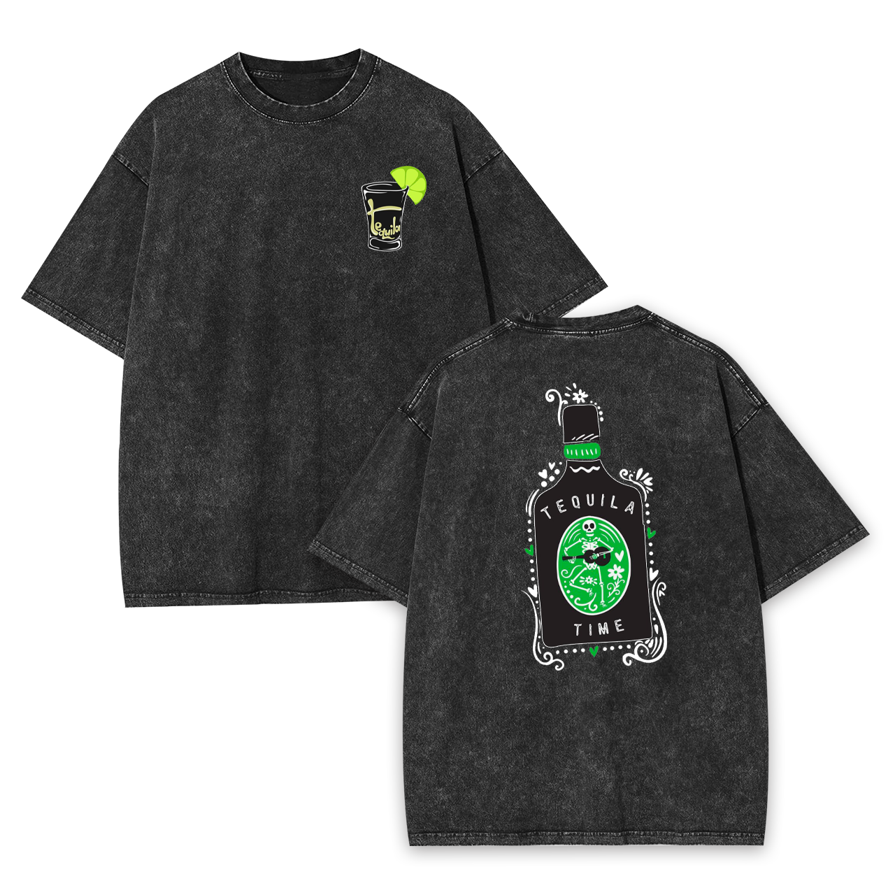 Green And Black Tequila Garment-dye Tees