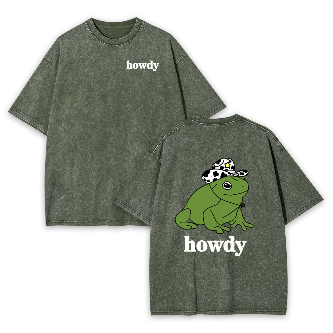 Howdy Cute Frog Garment-dye Tees