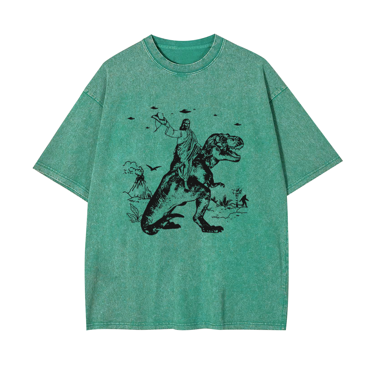 Jesus Riding Dinosaur Garment-dye Tees