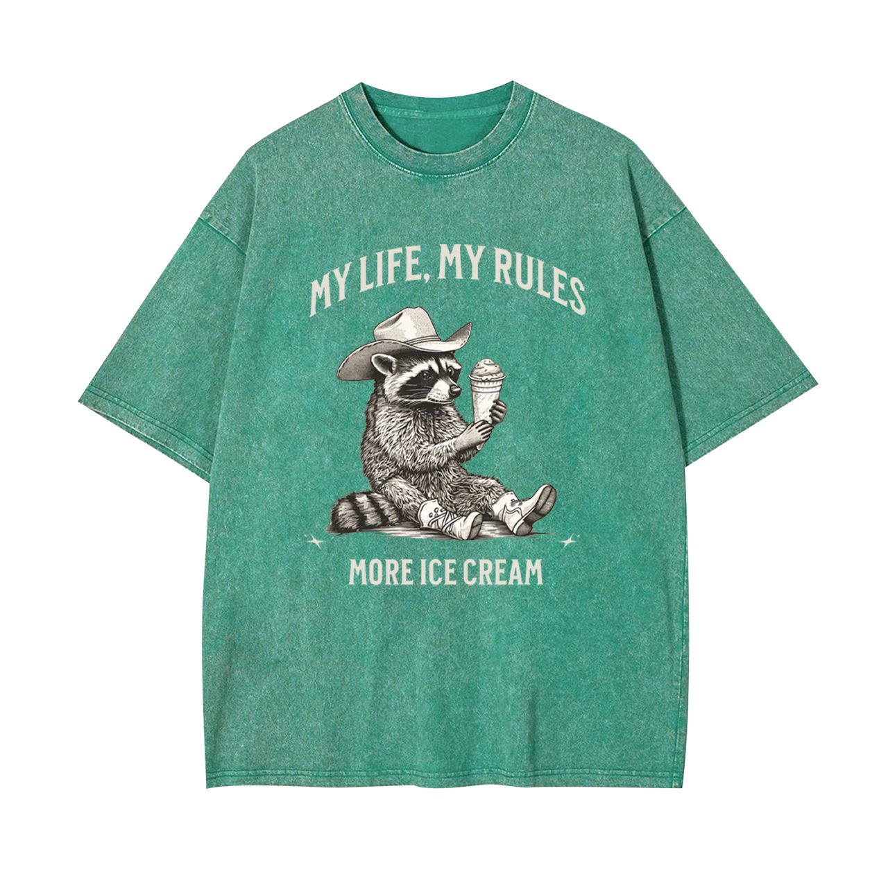Vintage Raccoon Cowboy Ice Cream Garment-dye Tees