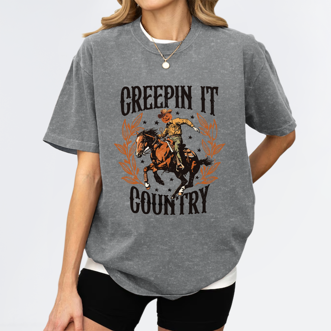 Creepin It Country Western Halloween Garment-dye Tees