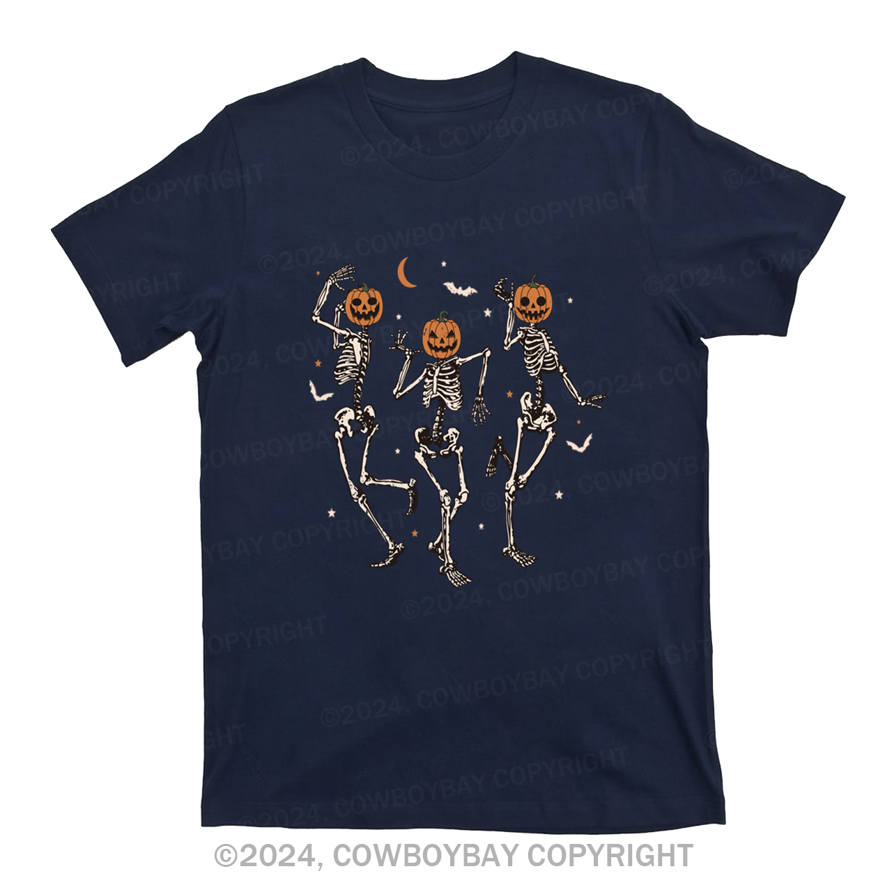 Dancing Skeleton Pumpkin Face T-Shirts