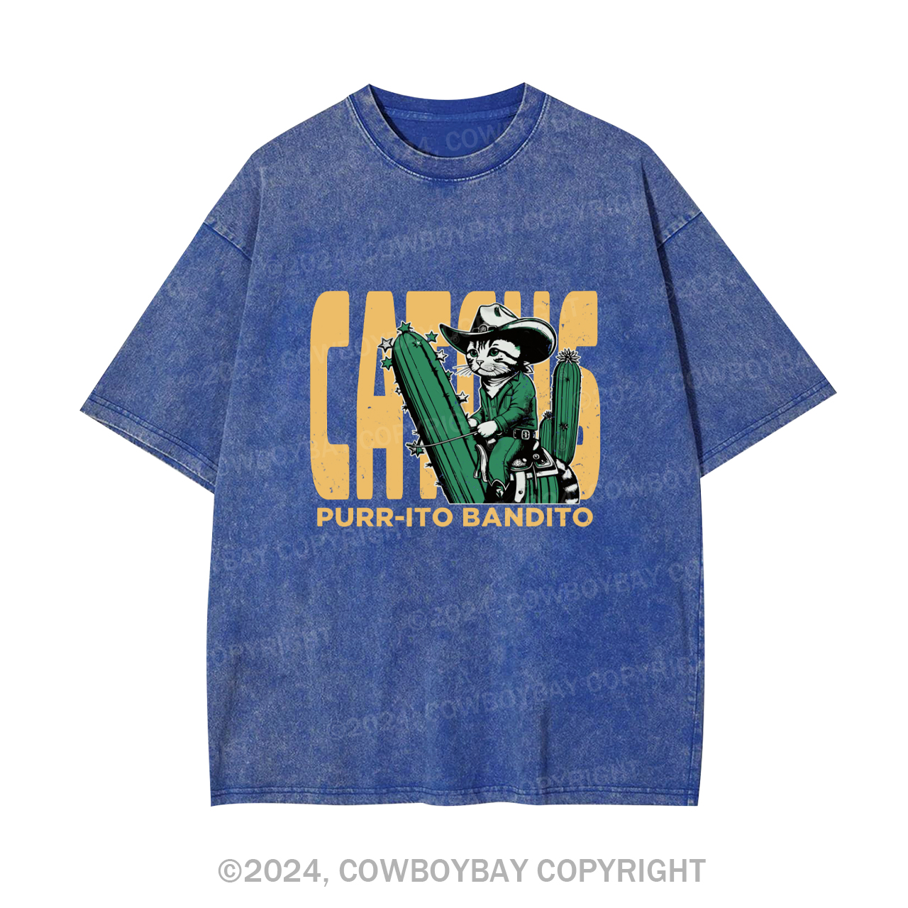 Cowboy Cat With Funny Cactus Garment-dye Tees