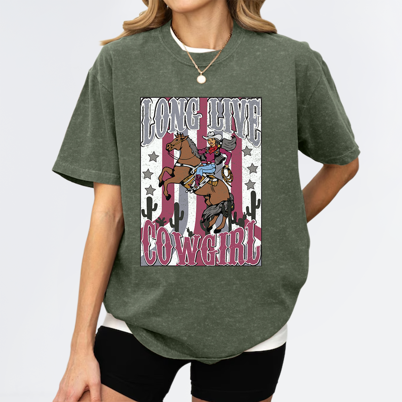 Longlive Cowgirl Horse Riding Vintage Garment-dye Tees