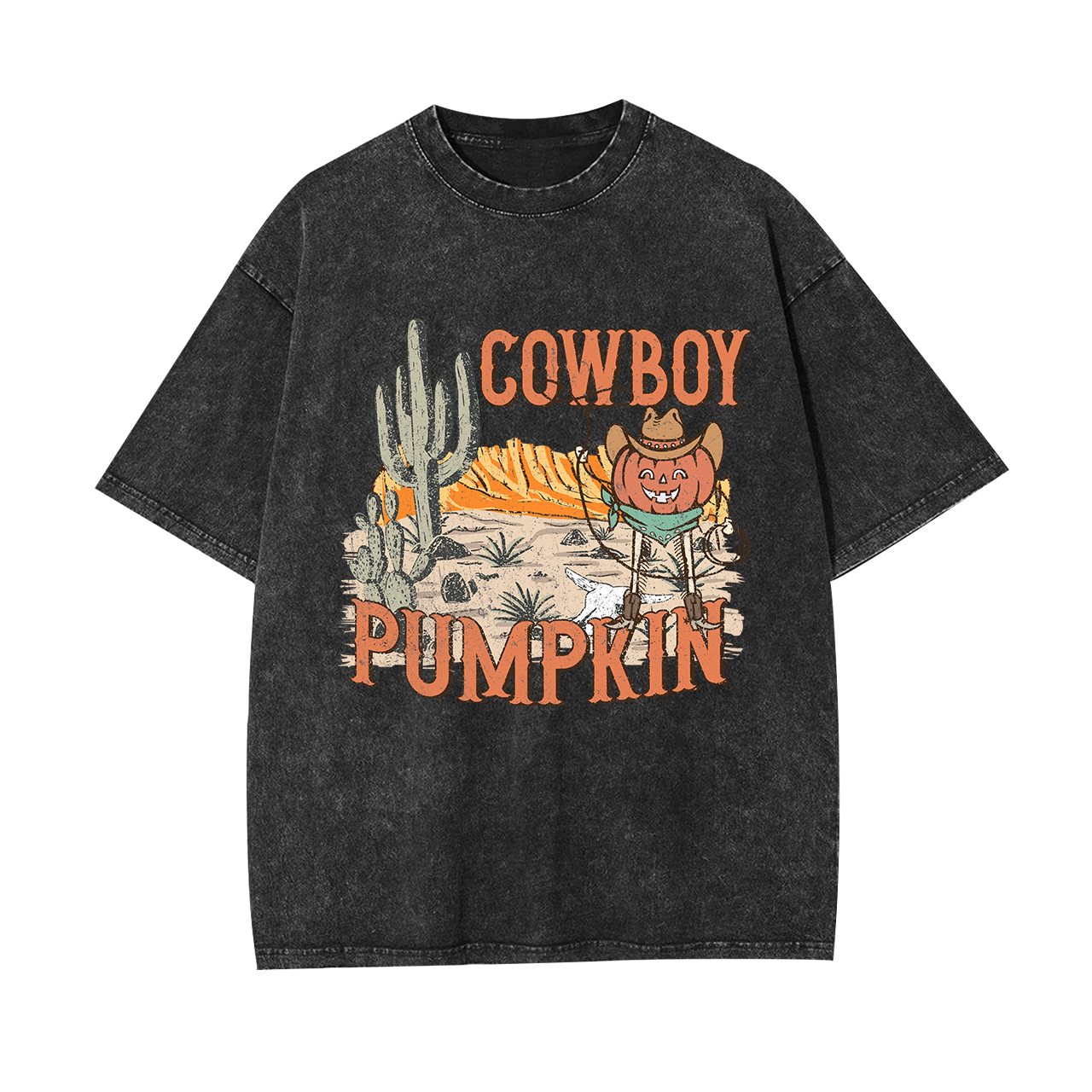 Halloween Cowboy Ghost Pumpkin Cowboy Garment-dye Tees