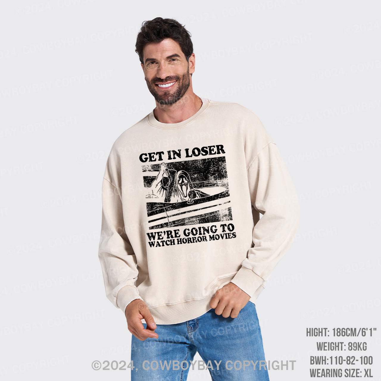 Get In Loser Halloween  Washed Sweatshirts