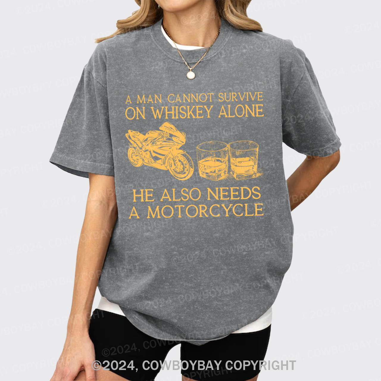 Whisky And Motorbike Garment-dye Tees