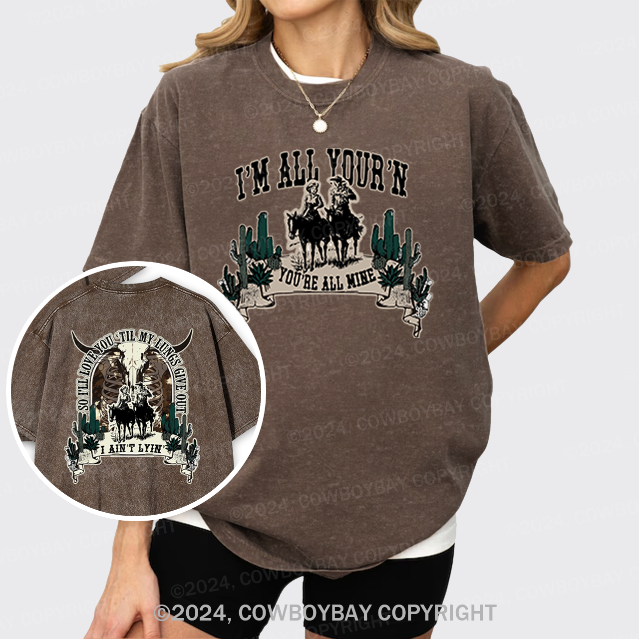 Love You Till My Lungs Give Out Cowboy Garment-dye Tees