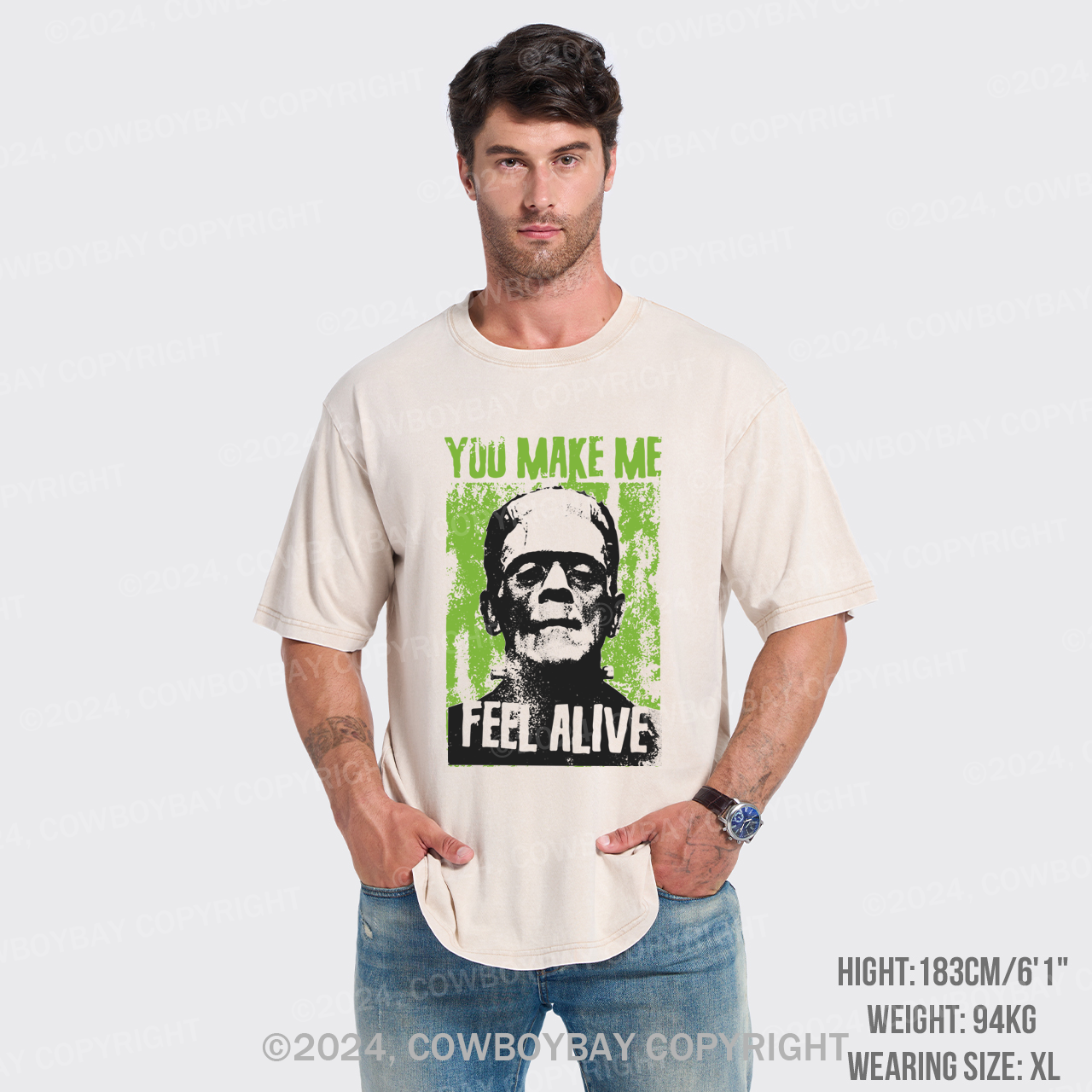 You Make Me Feel Alive Frankenstein Garment-dye Tees
