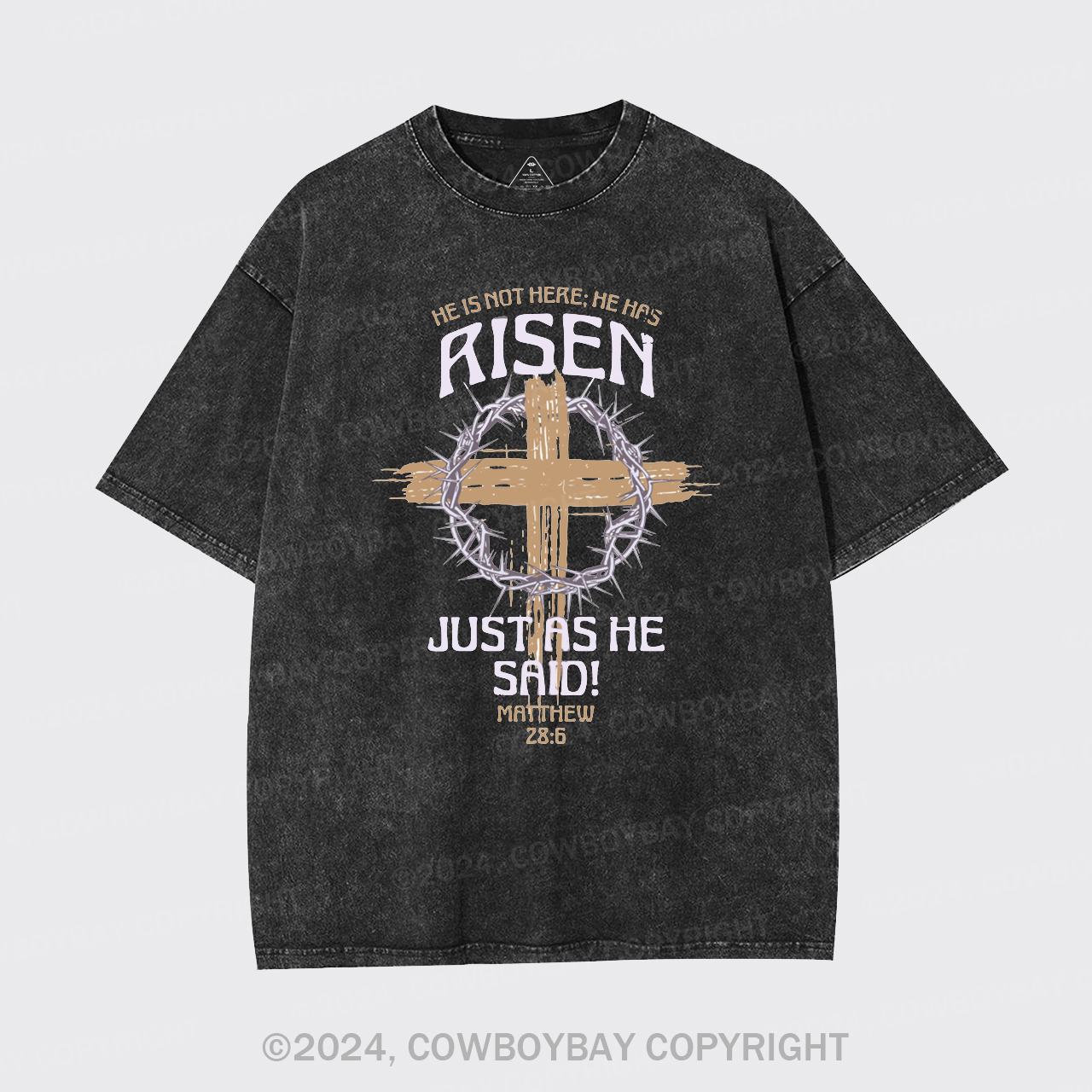 Retro He Is Not Here He Is Risen Garment-dye Tees