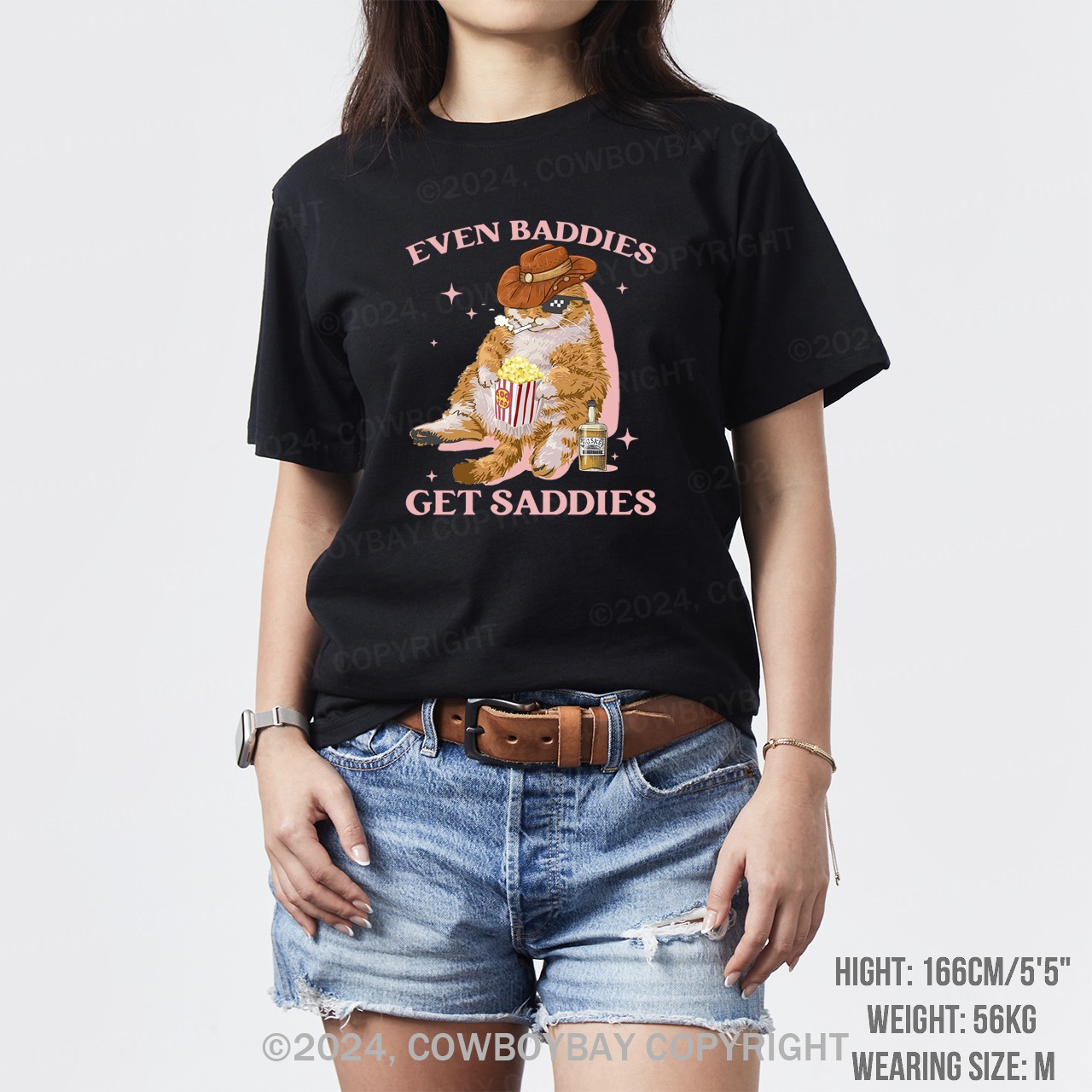 Even Baddies Get Saddies Funny Cat T-Shirts