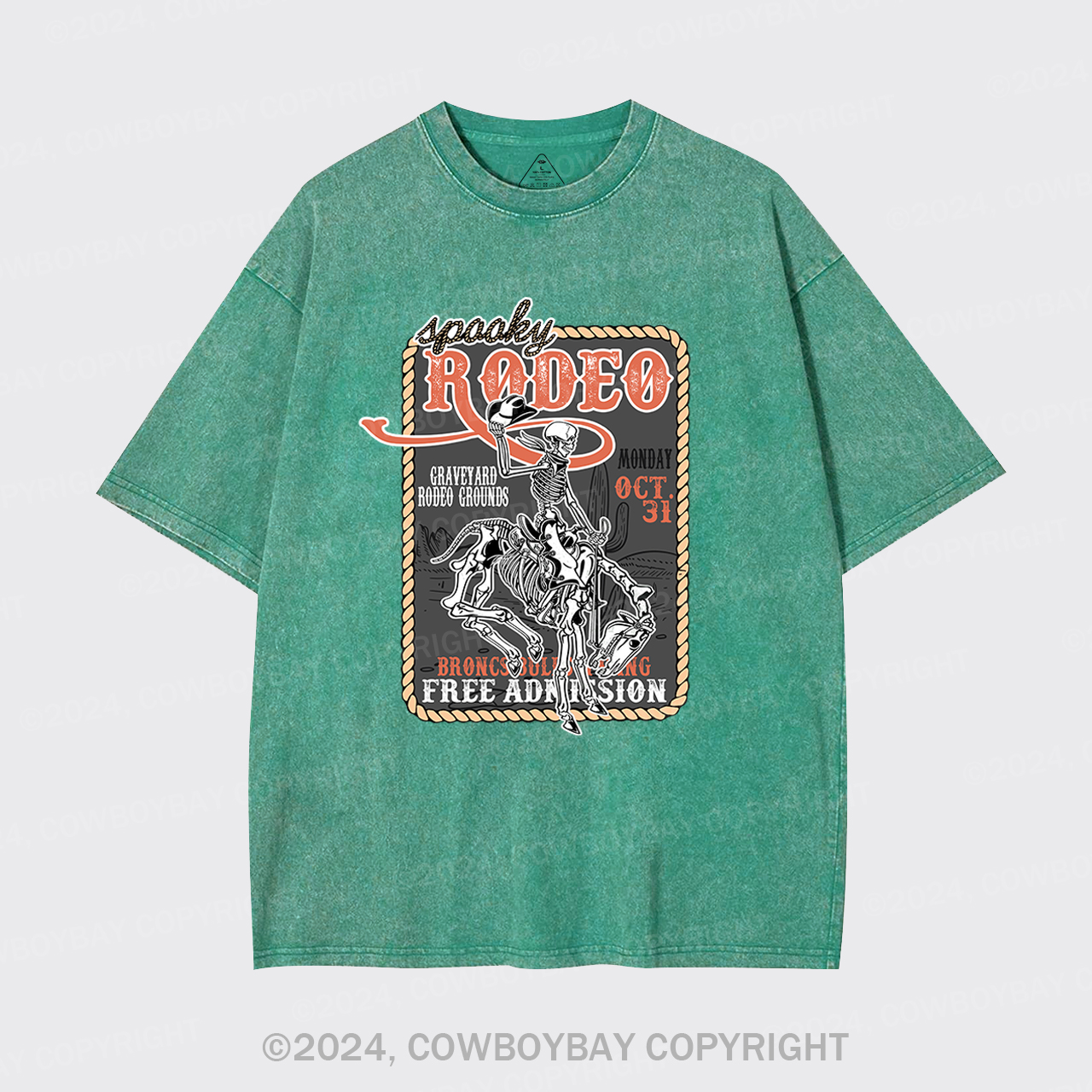 Funny Skeletons In Weird Rodeo Garment-dye Tees