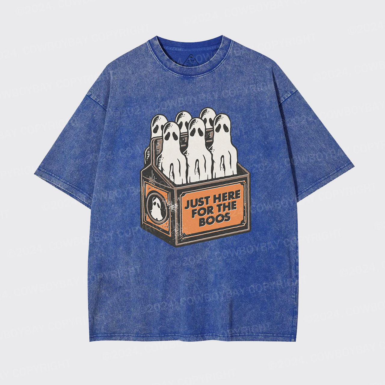 Here For The Boos 6 Pack Booze Ghost Beer Bottles Garment-dye Tees