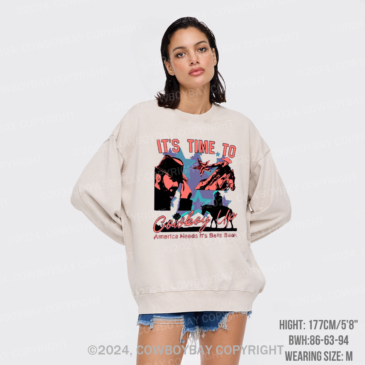 It's Time To Cowboy Up Washed Sweatshirts
