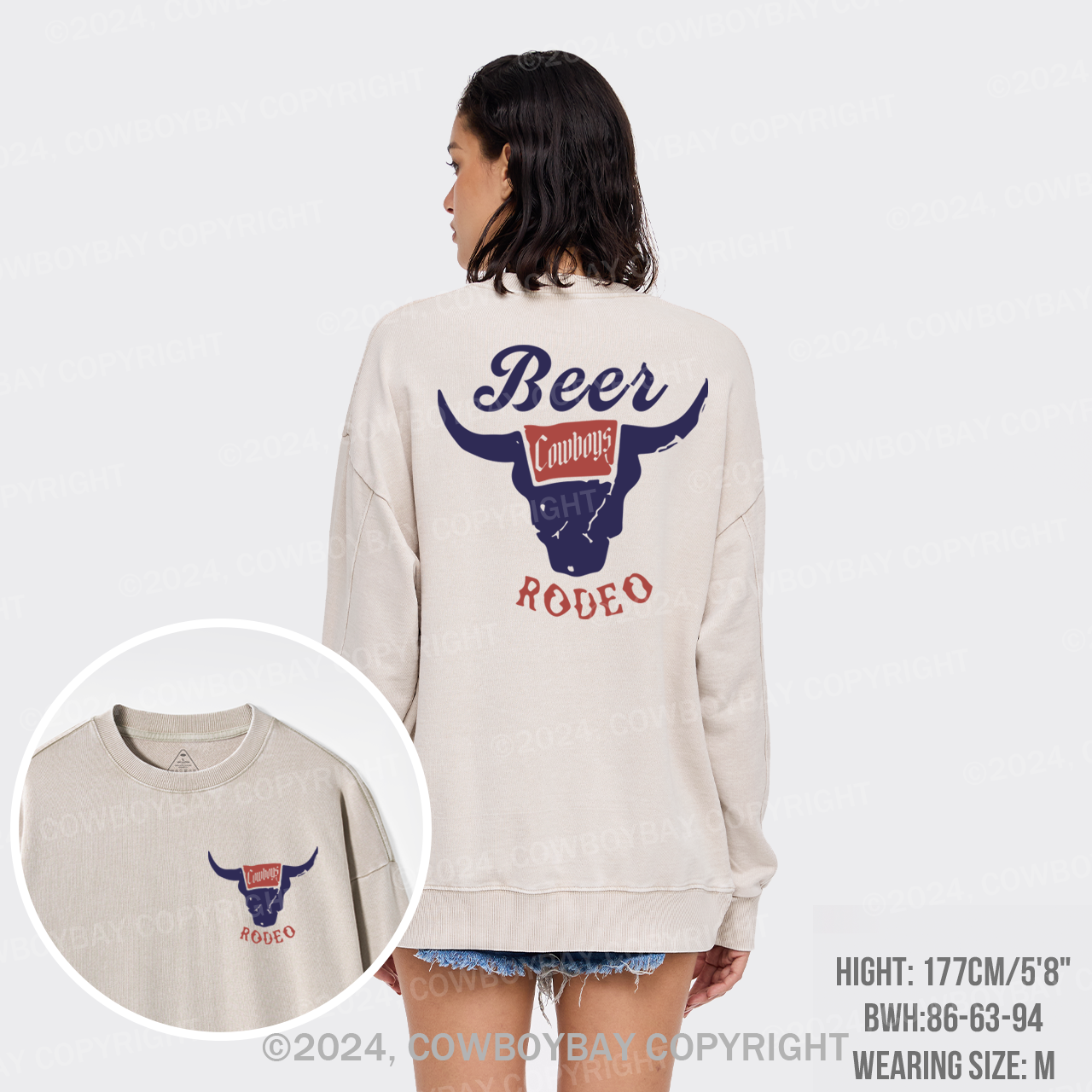 Retro Beer Rodeo Inspired Washed Sweatshirts