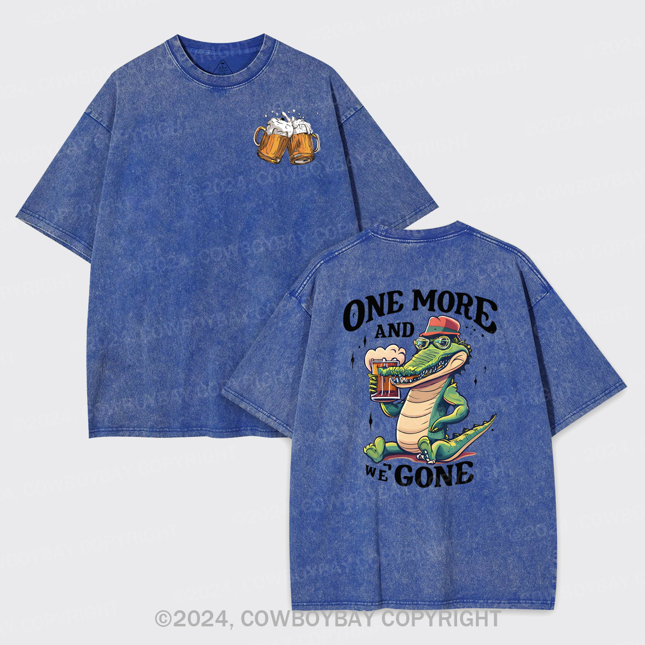 A Crocodile Drinking Beer Garment-dye Tees