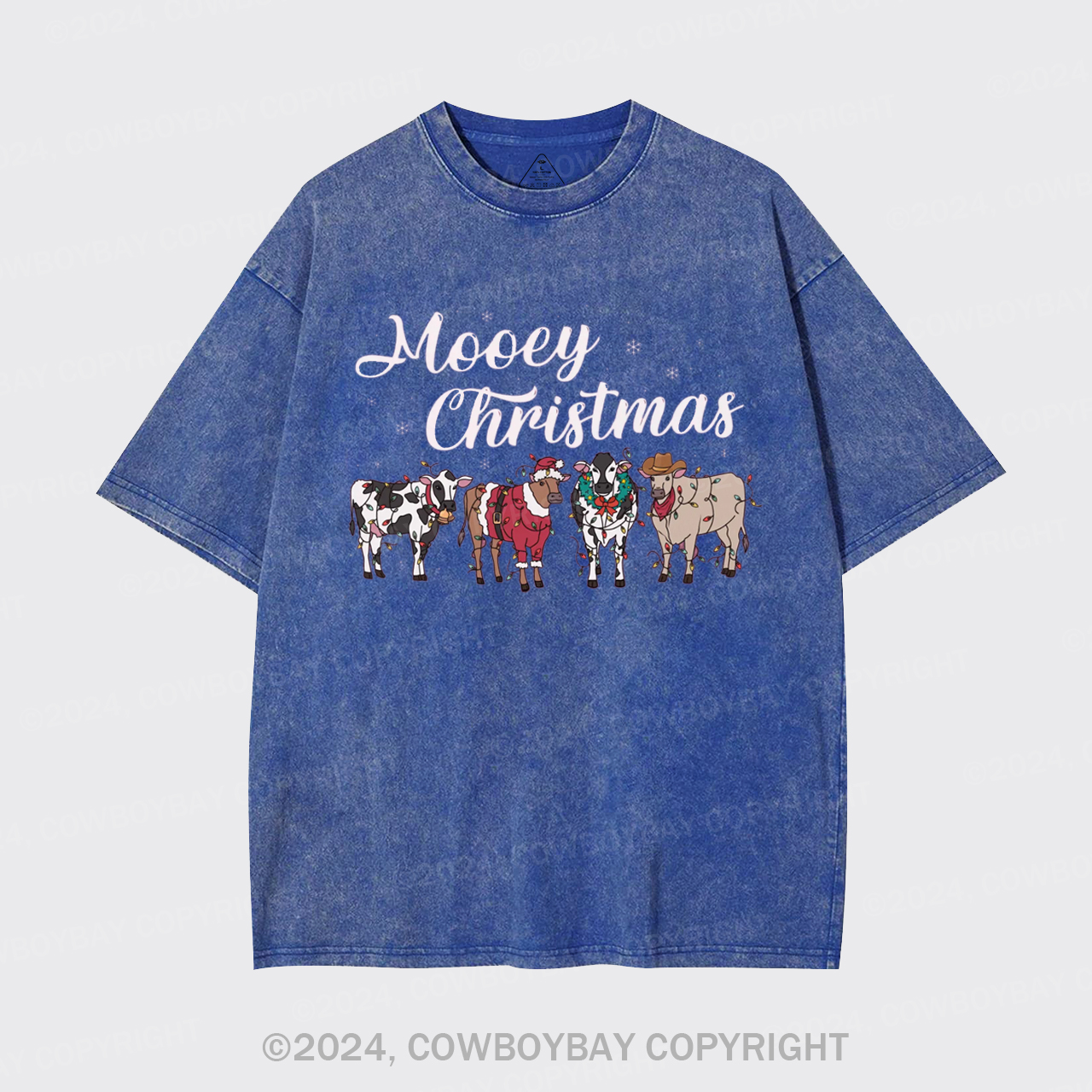 Farm Christmas Cow Garment-dye Tees