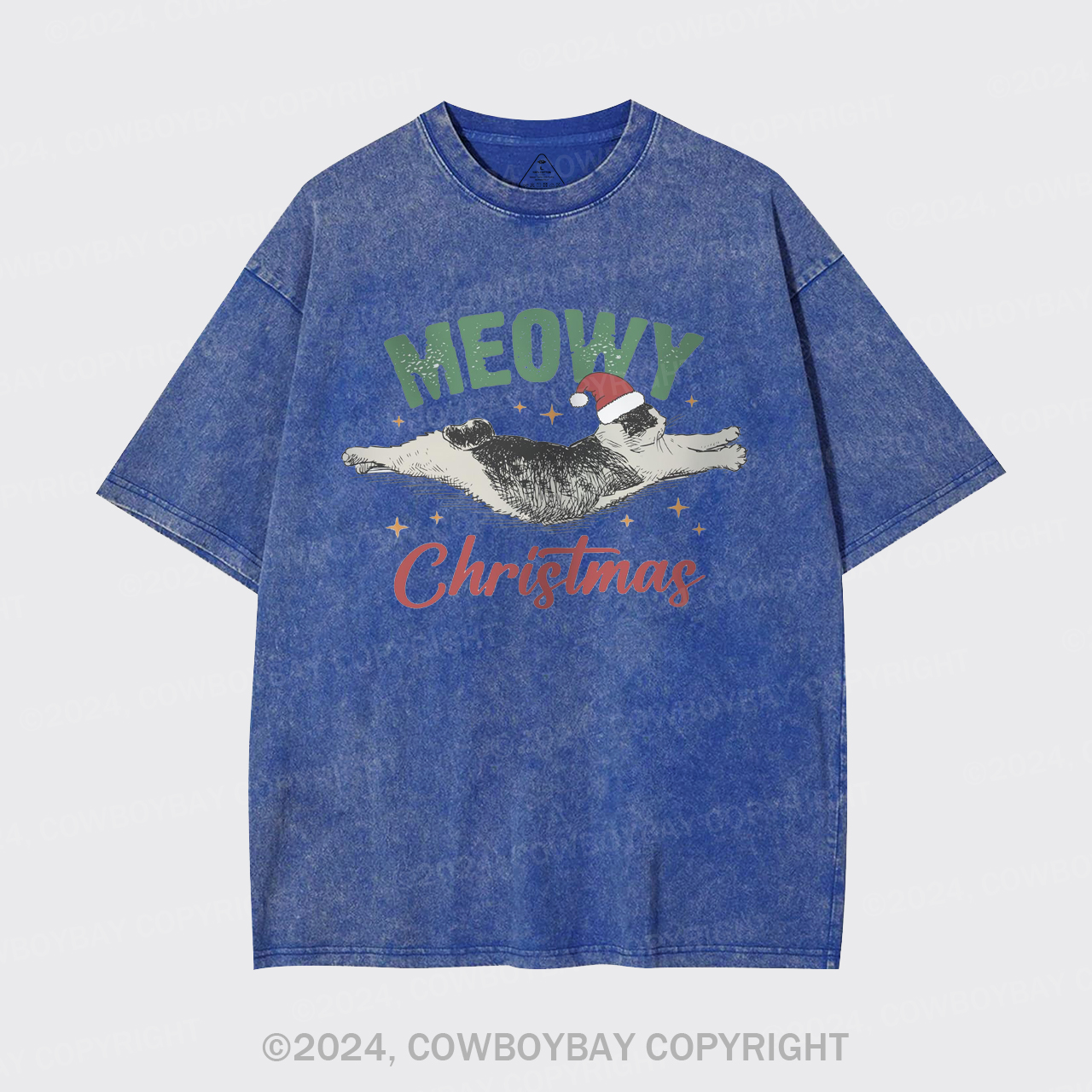 Funny Meowy Christmas Garment-dye Tees