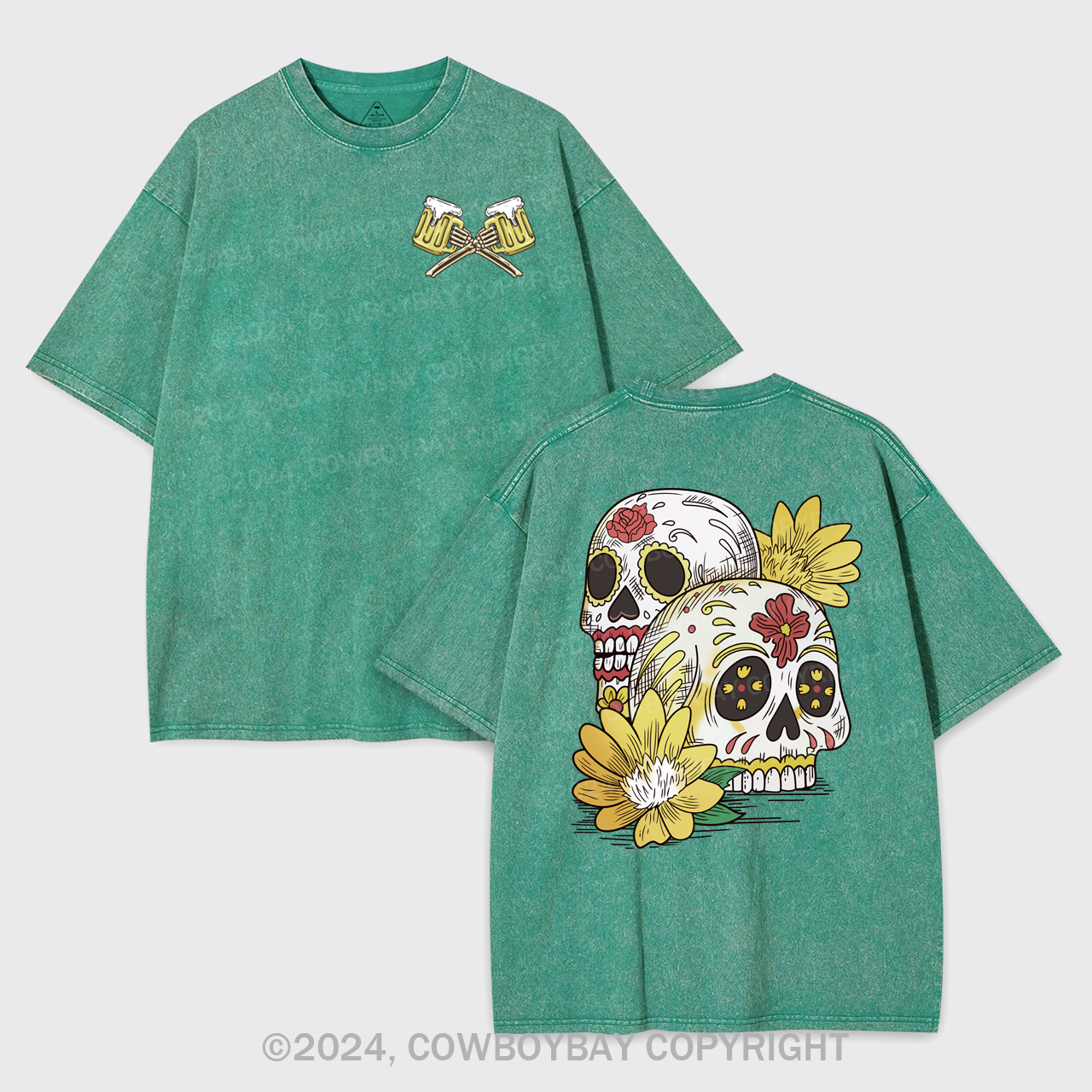 Beer Skull Montage Garment-dye Tees