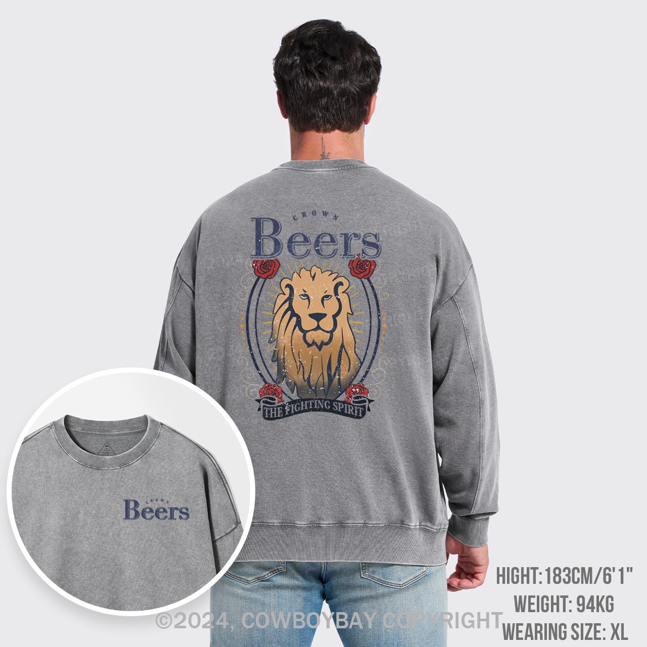 The Fighting Spirit Lion Washed Sweatshirts