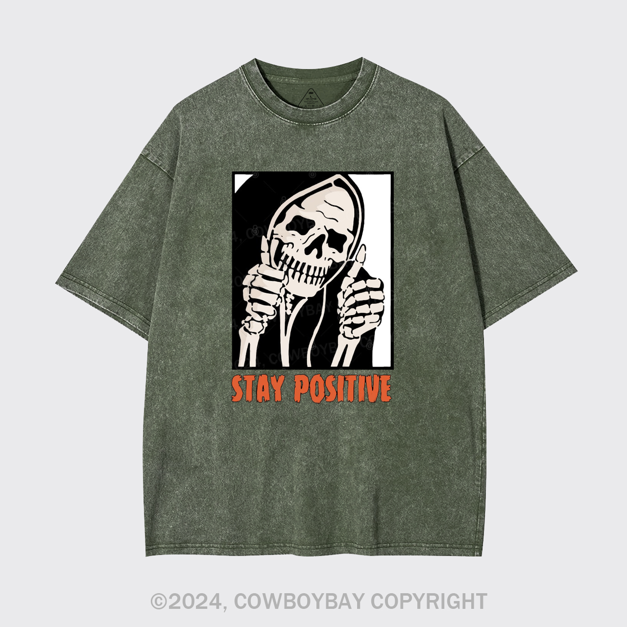 Stay Positive Skeleton Garment-dye Tees
