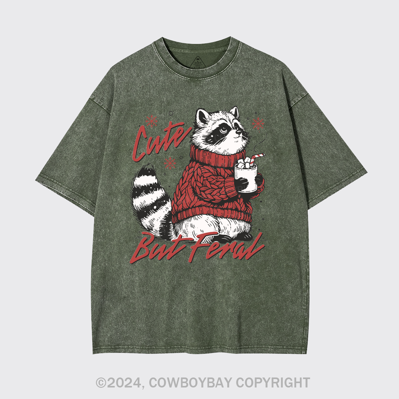 Funny Christmas Raccoon Garment-dye Tees