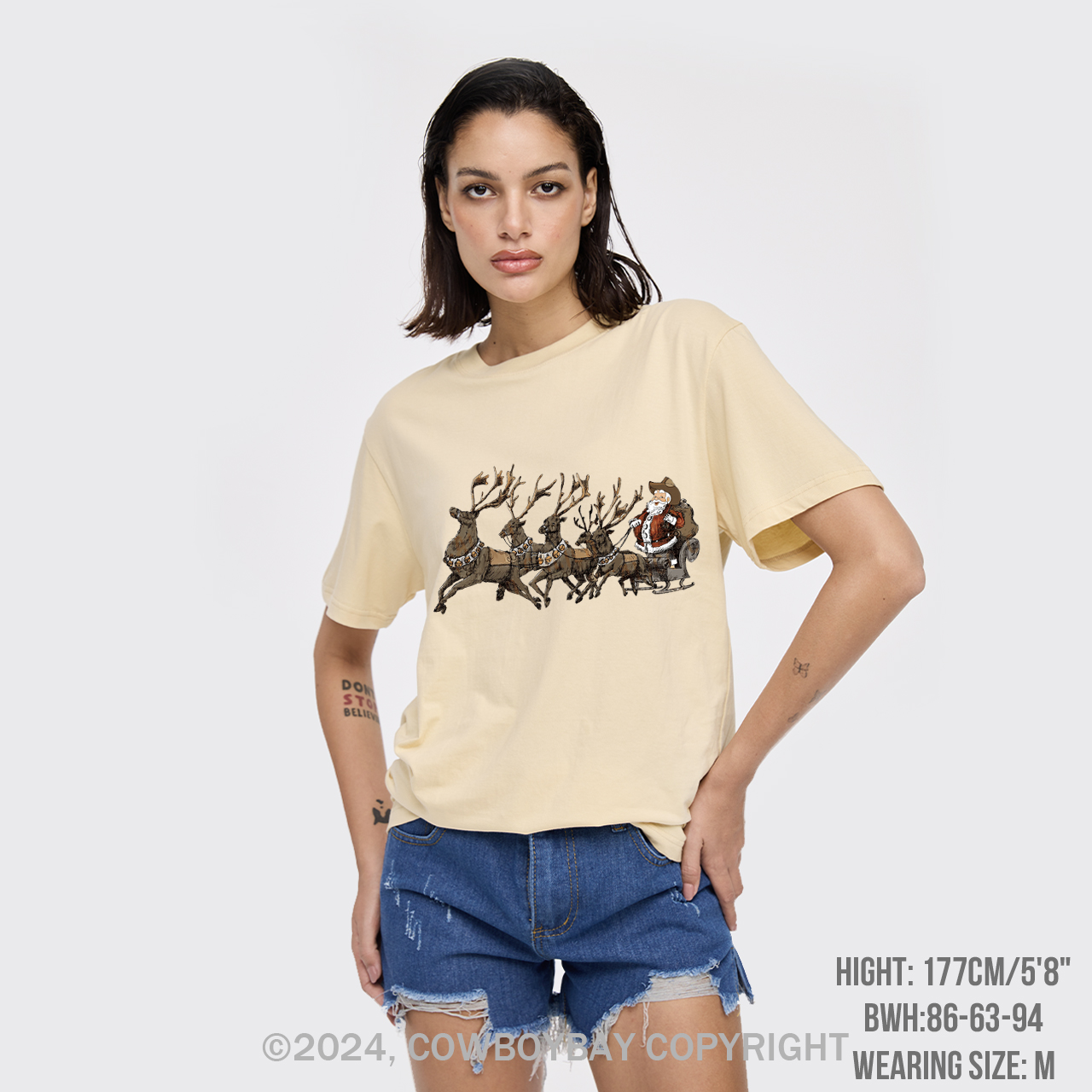 Cowboy Santa With Reindeer T-Shirts