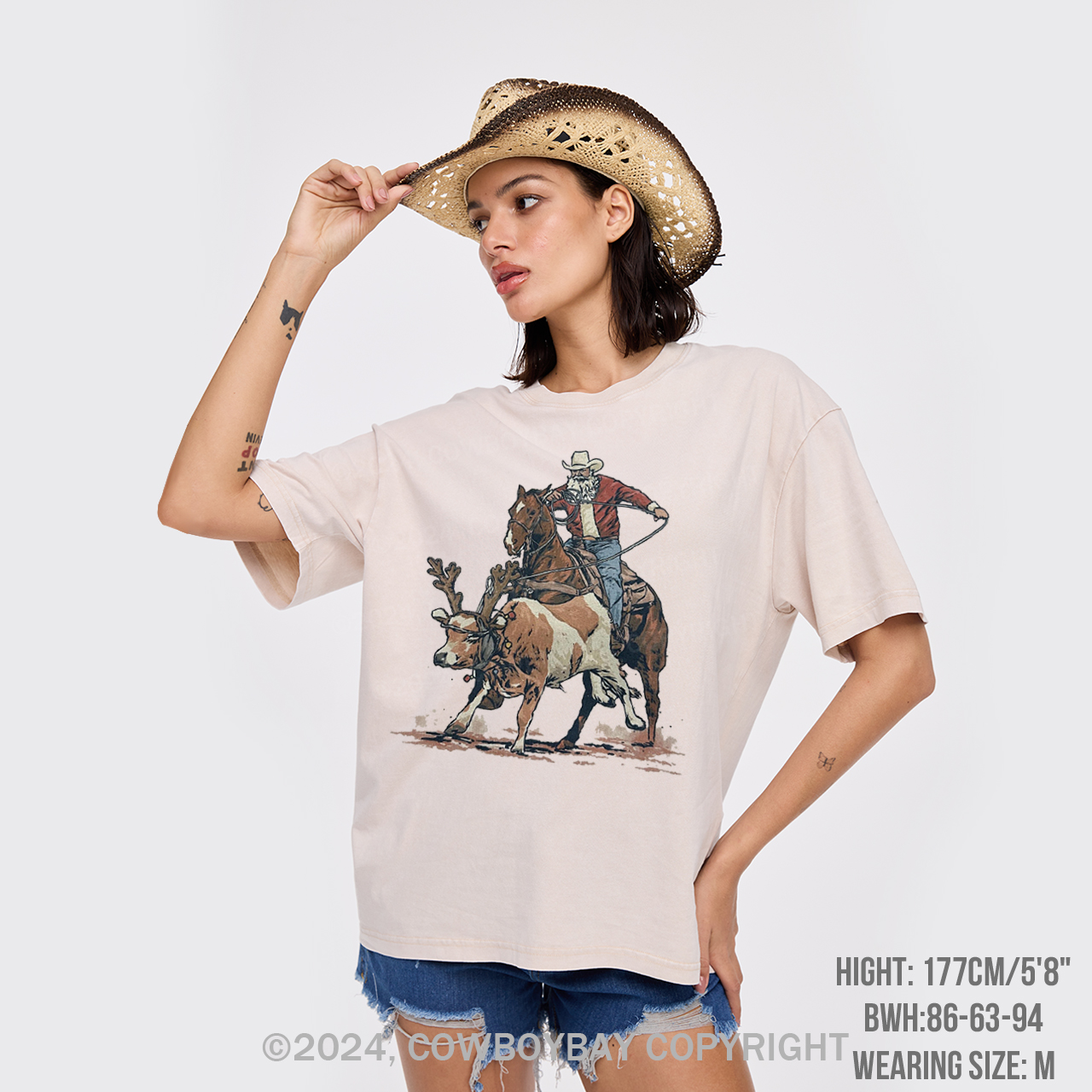 Western Roping Santa Garment-dye Tees