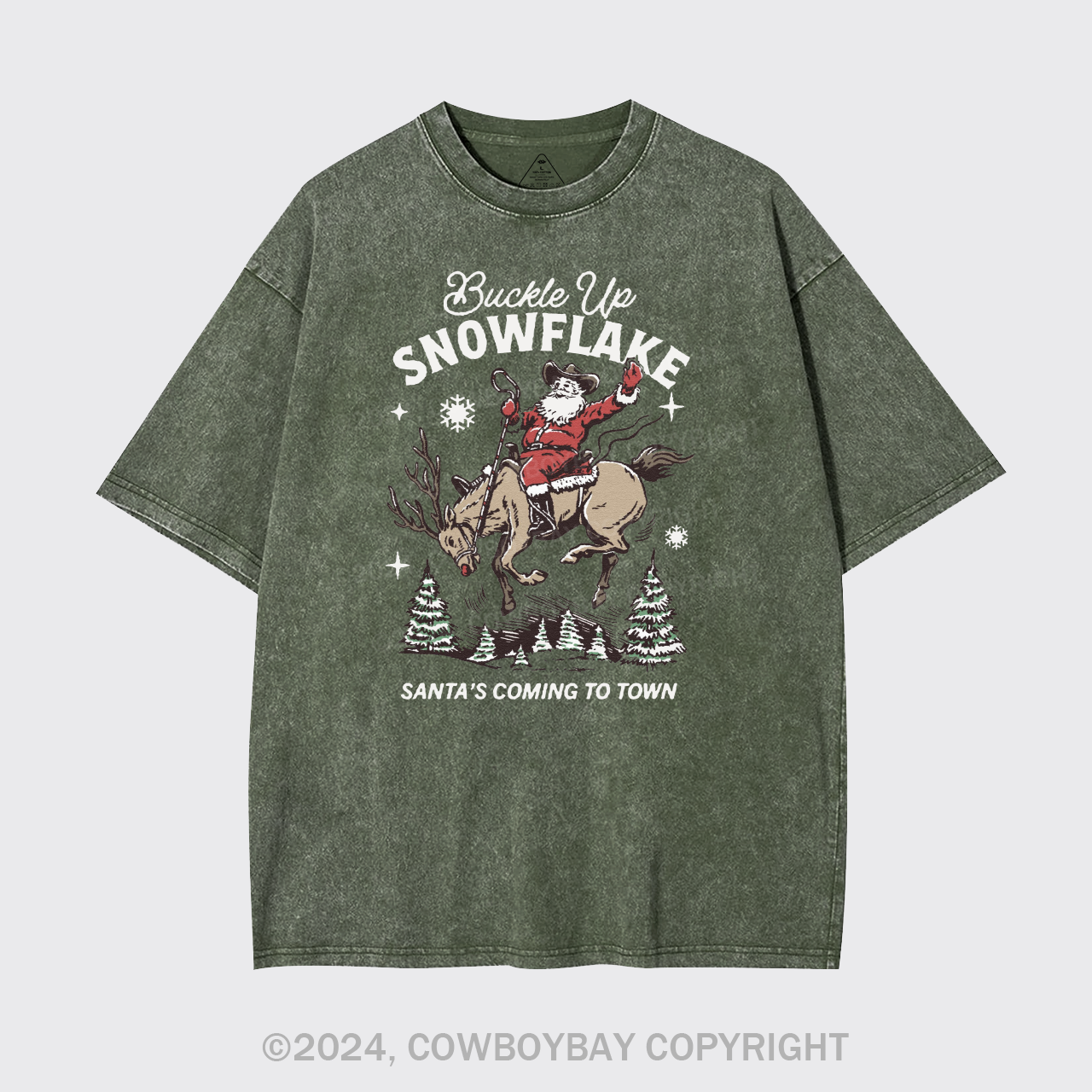 Retro Christmas Cowboy Santa Garment-dye Tees