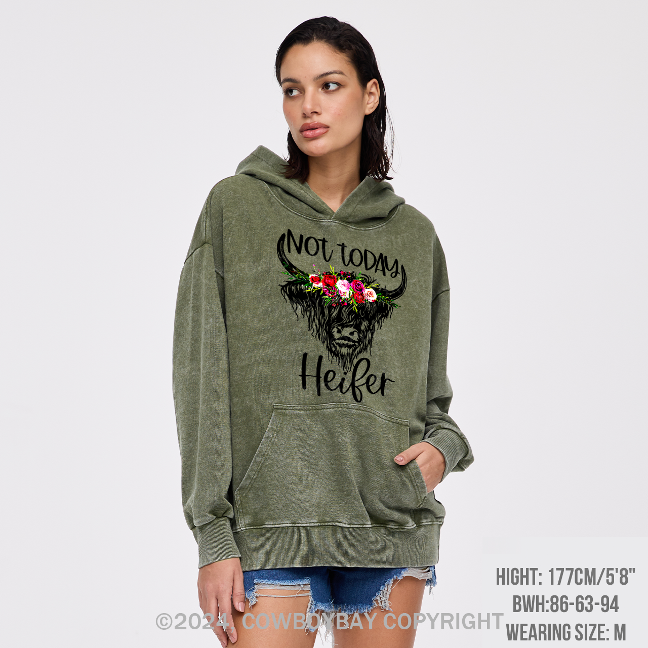 Not Today Heifer Cowboy Garment-Dye Hoodies