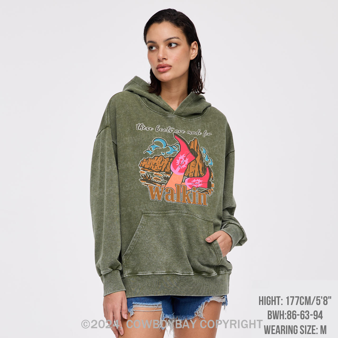 Boots Made For Walkin' Retro Garment-Dye Hoodies