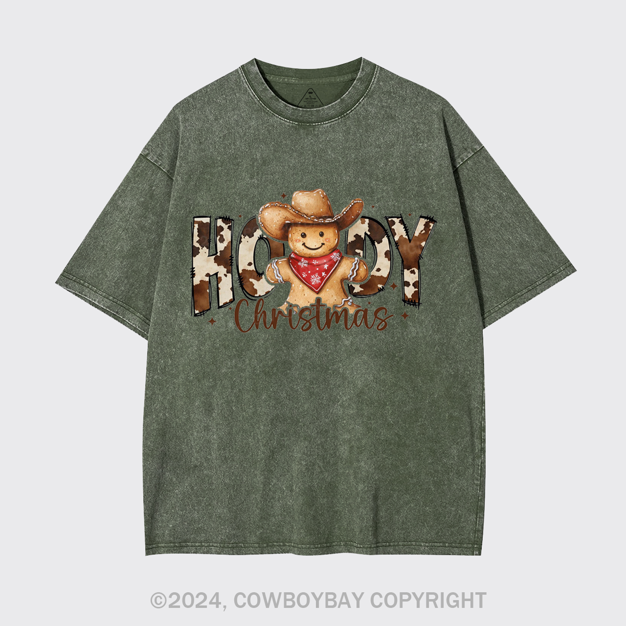 Howdy Christmas Gingerbread Man Garment-dye Tees