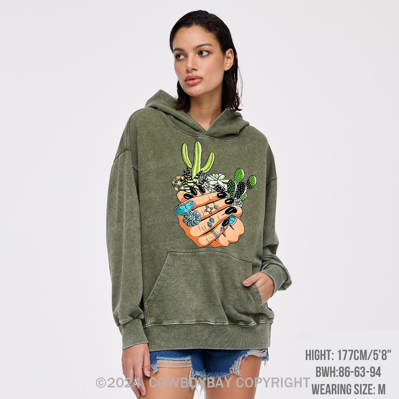 Cactus In My Palm Western Cowboy Garment-Dye Hoodies