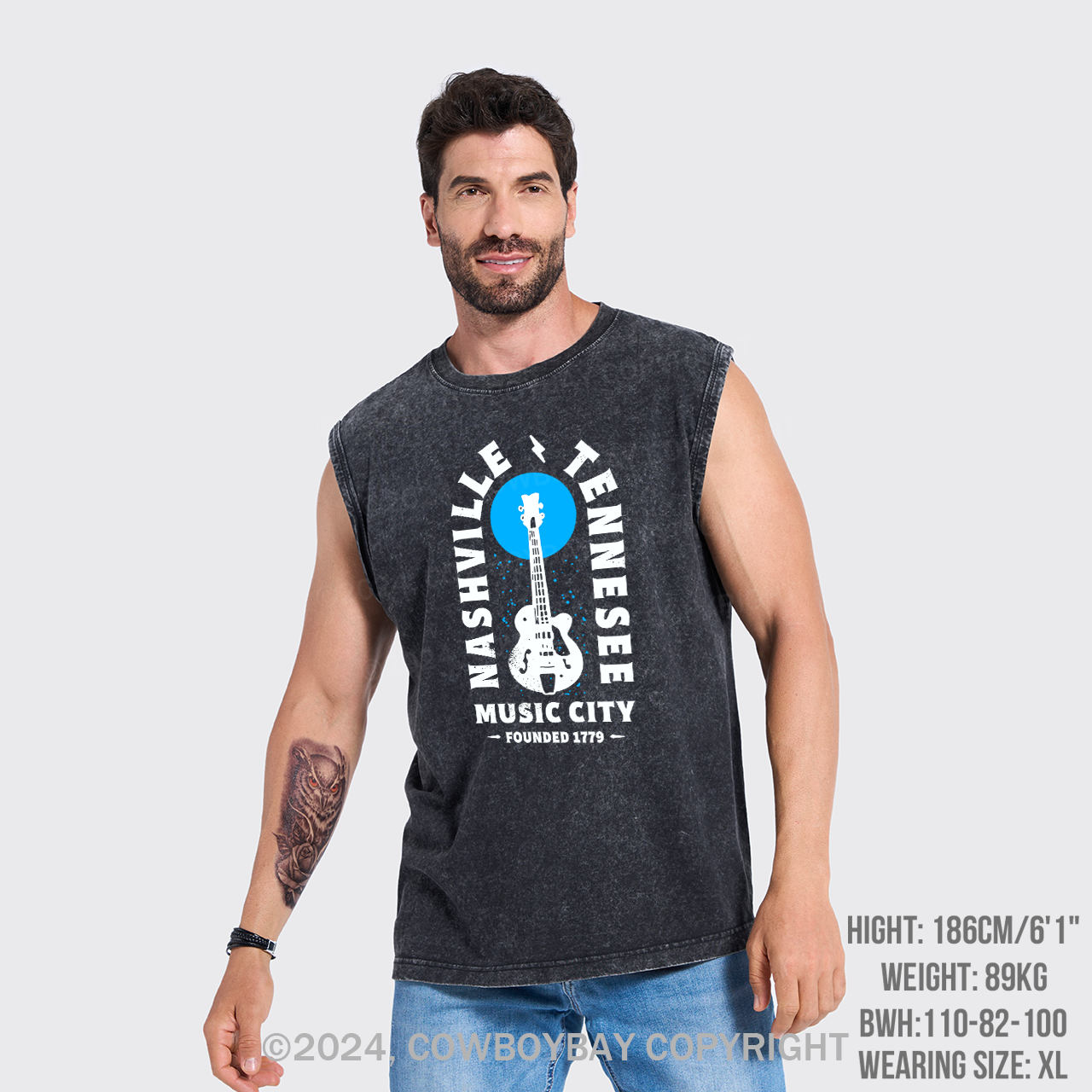 Nashville Tennessee Music City Guitar Washed Tanks
