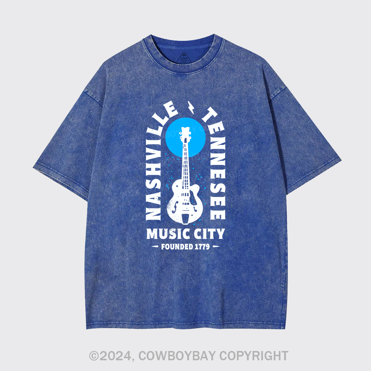 Nashville Tennessee Music City Guitar Garment-dye Tees