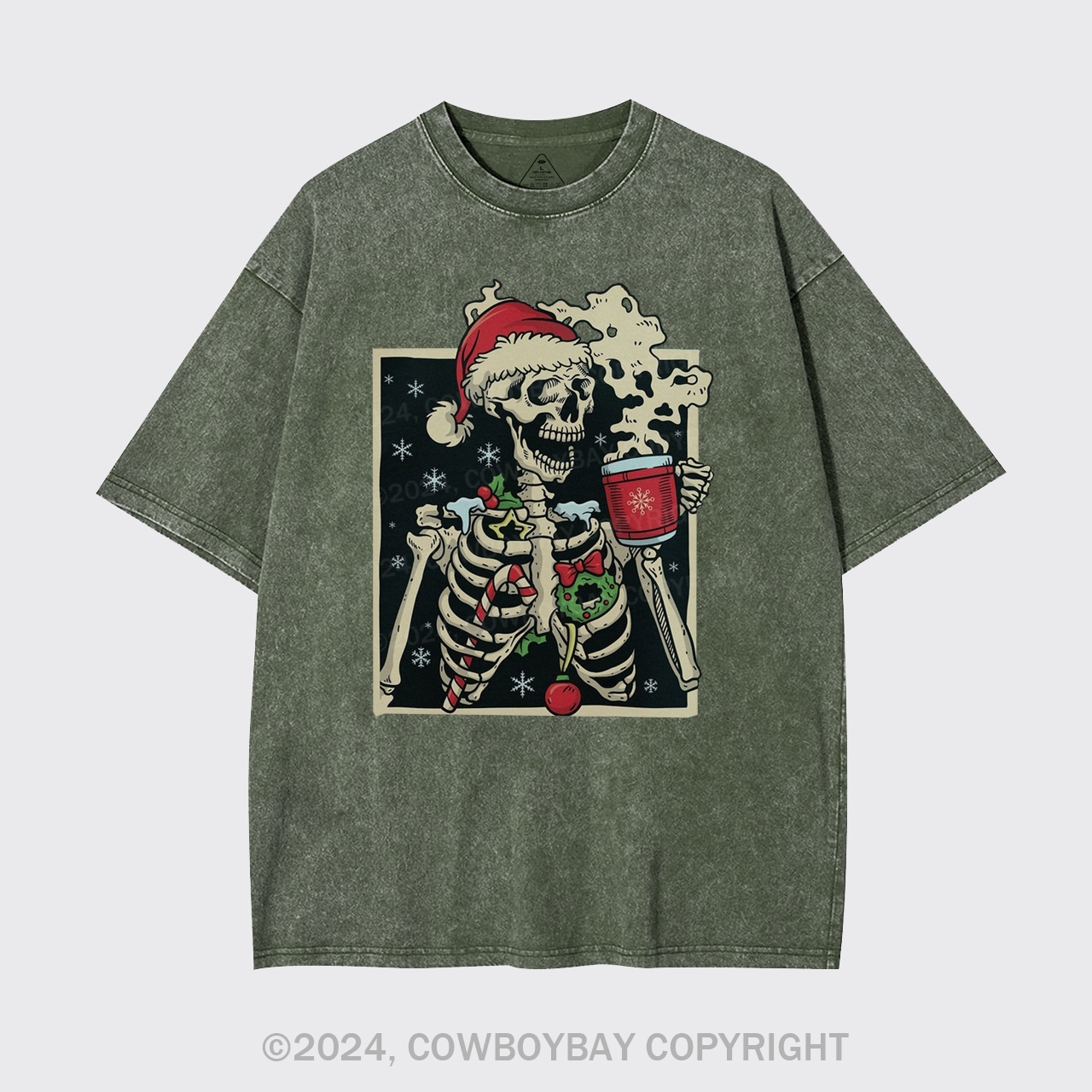 Dead Inside Skeleton Christmas Garment-dye Tees