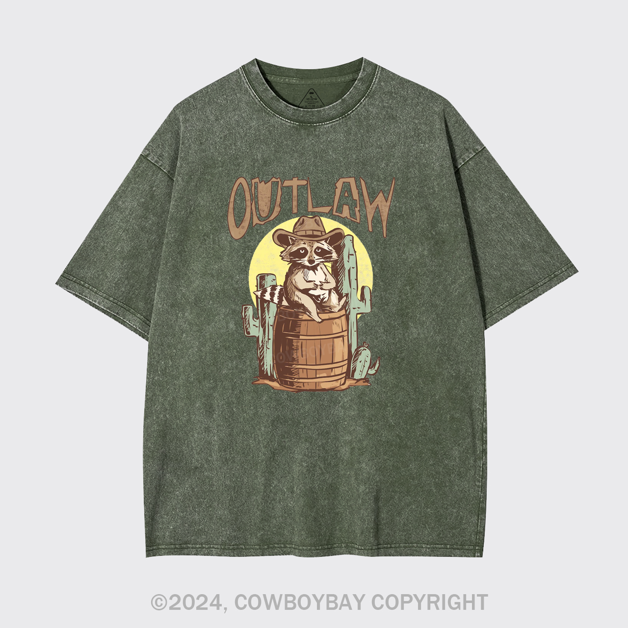 Retro Outlaw Raccoon Cowboy Garment-dye Tees