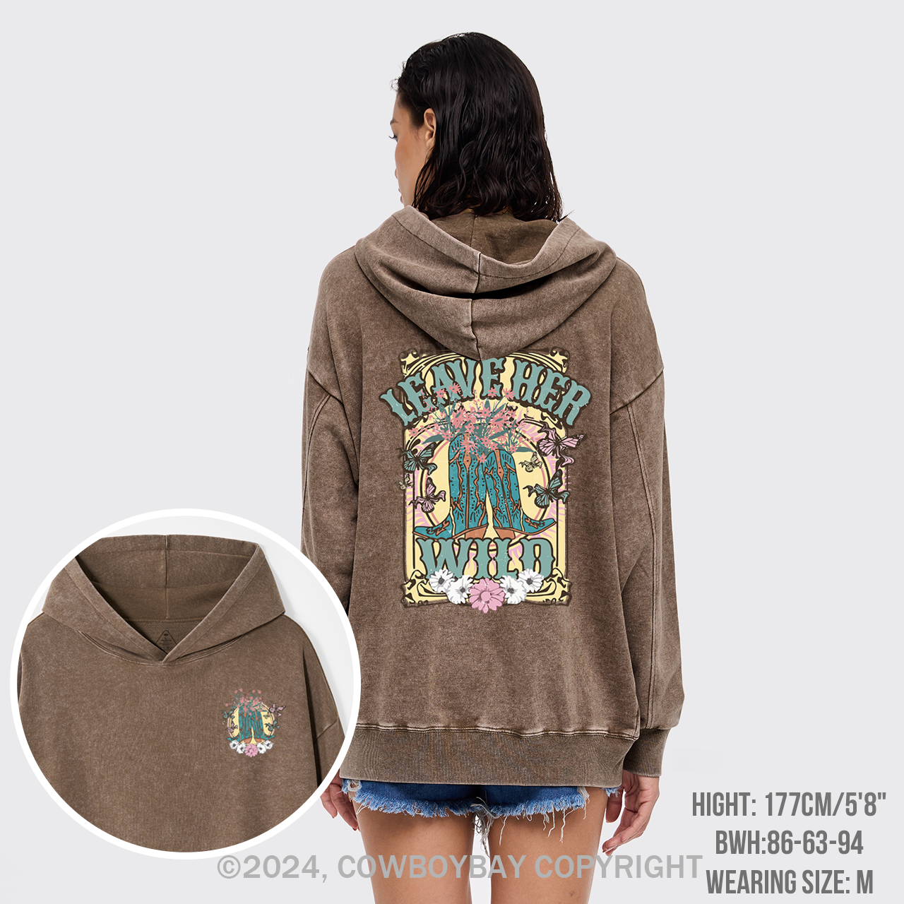 Leave Her Wild Western Cowboy Garment-Dye Hoodies
