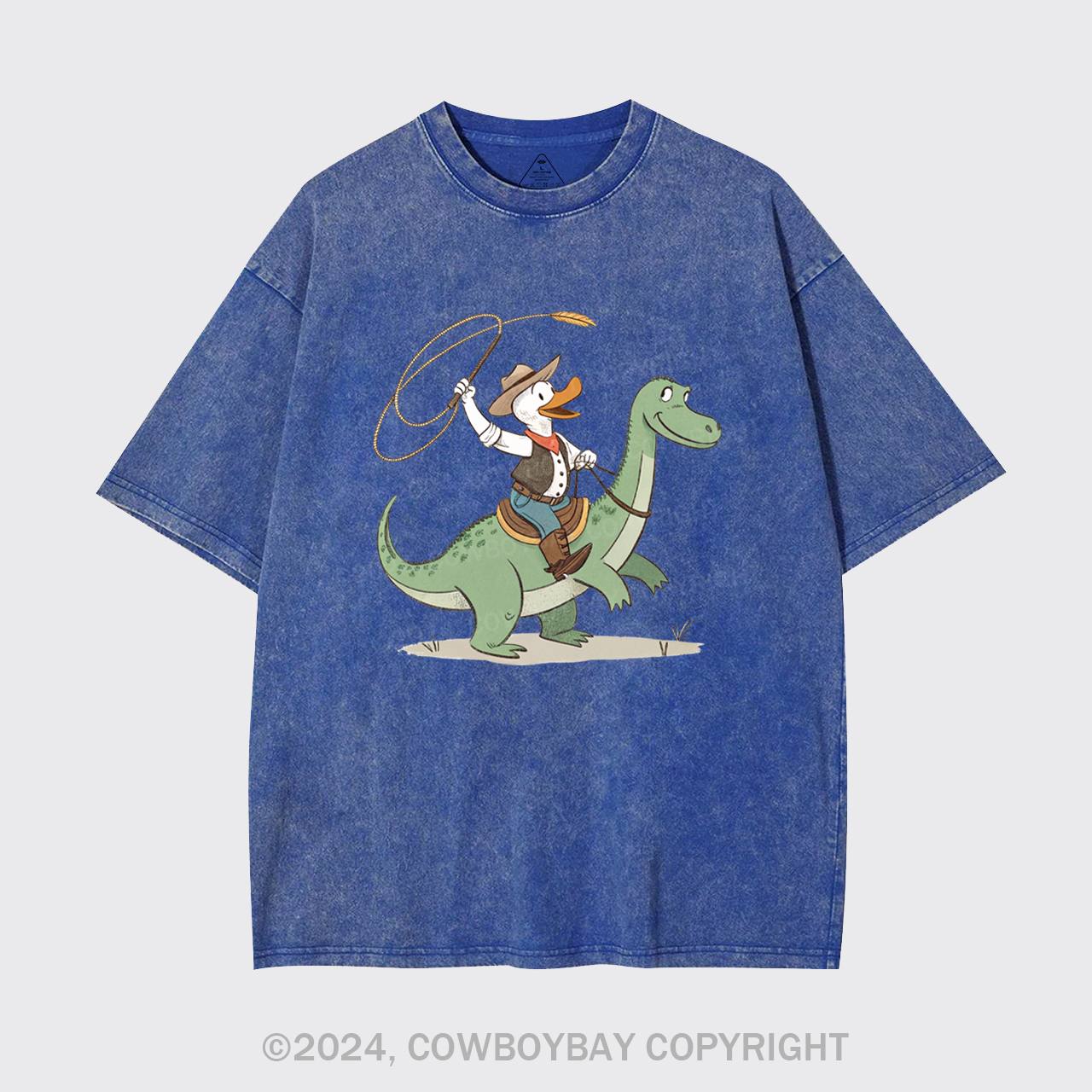 Cowboy Duck Riding Dinosaur Garment-dye Tees