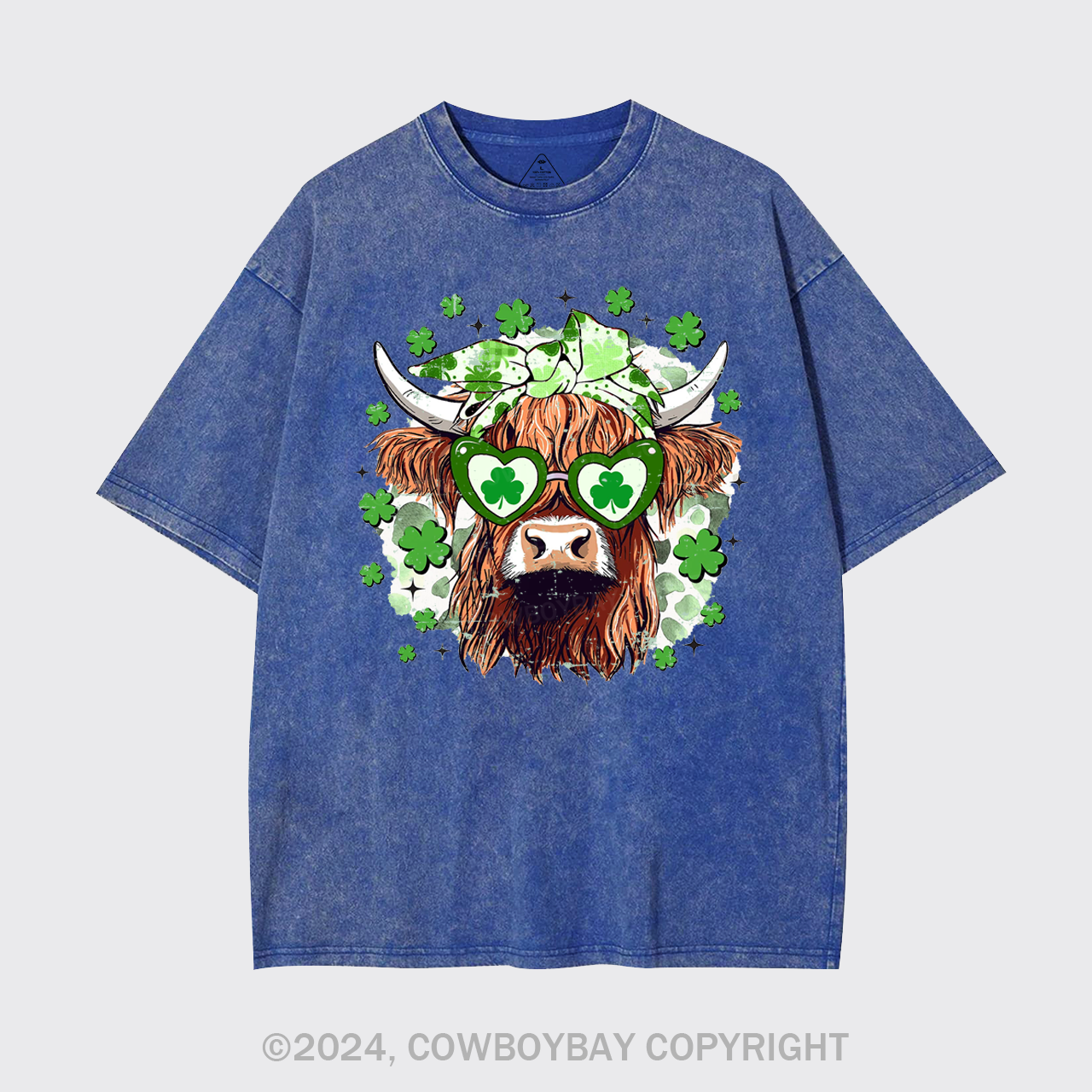 St Patrick's Day Highland Cow Garment-dye Tees