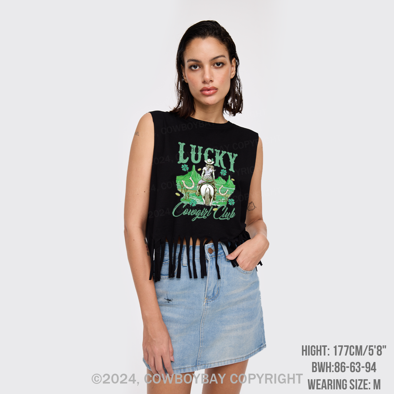 Lucky Cowgirl Club Fringe Tank