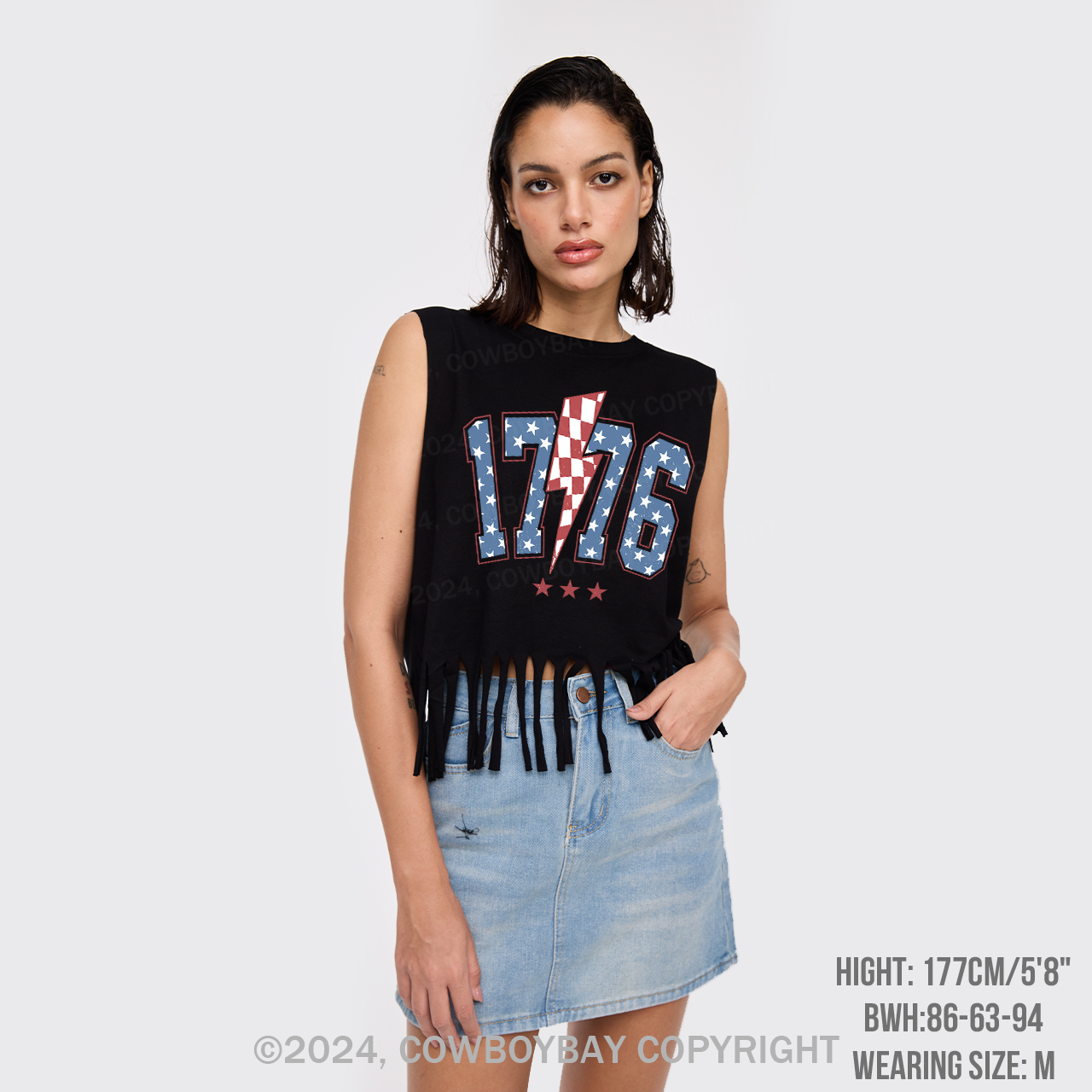 1776 America 4th of July Fringe Tank