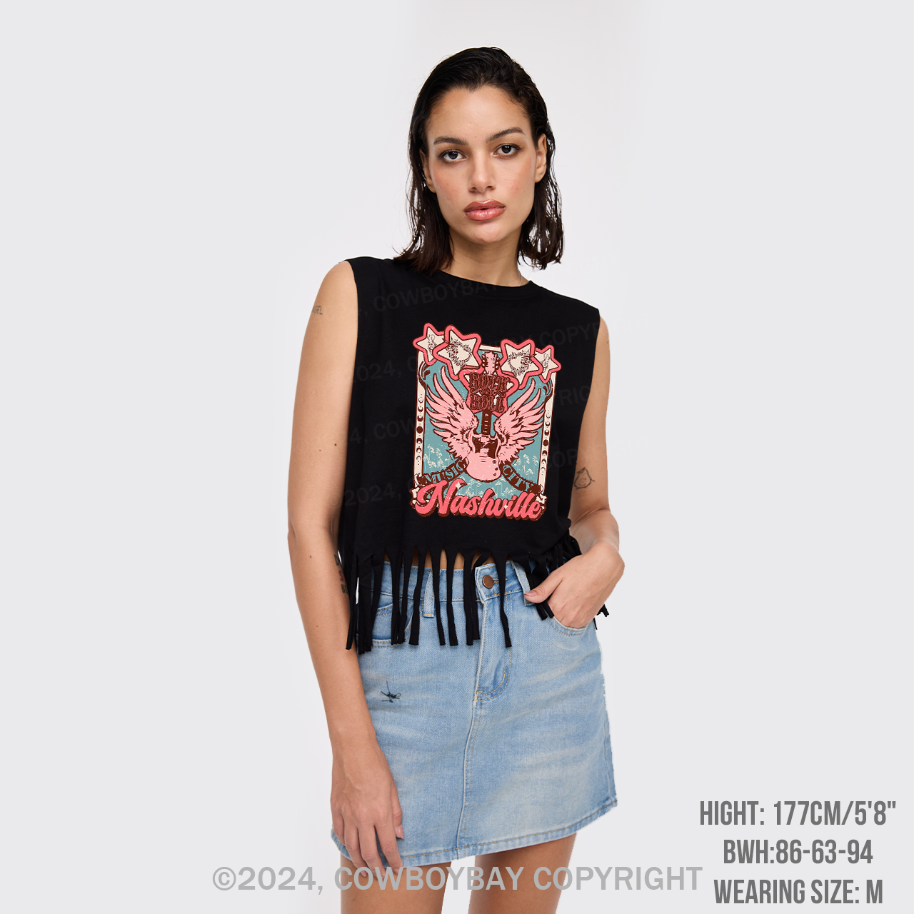 Nashville Music City Country Cowgirl Fringe Tank